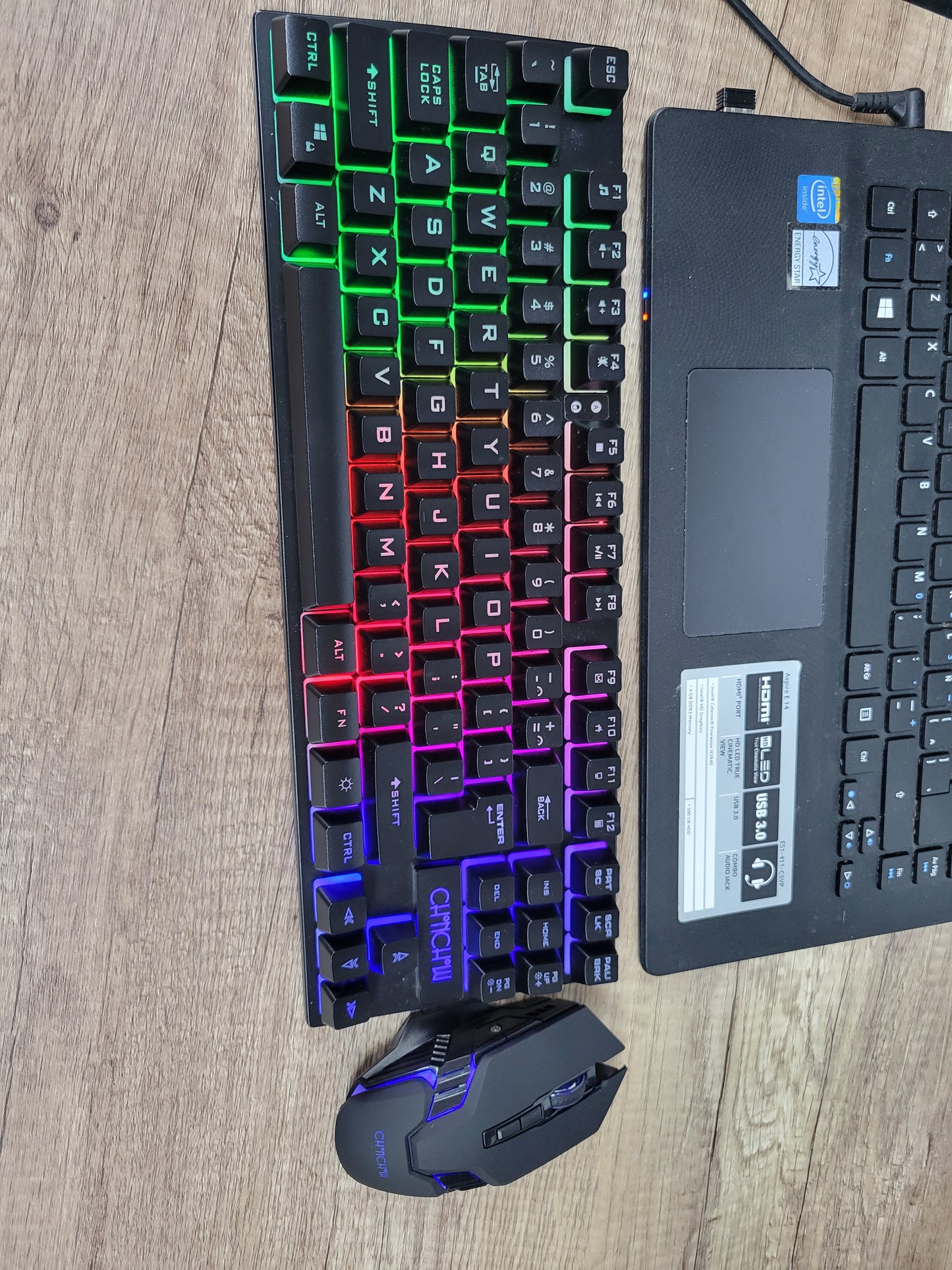 Juego de teclado inalámbrico TKL Combo recargable LED retroiluminado s...