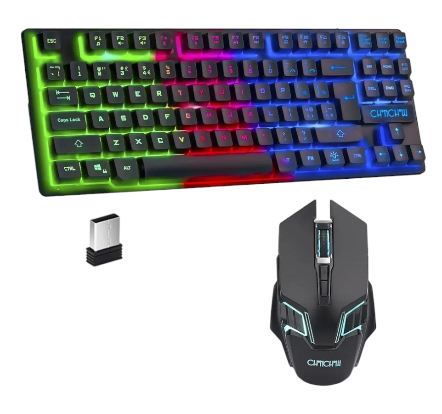 Juego de teclado inalámbrico TKL Combo recargable LED retroiluminado s...