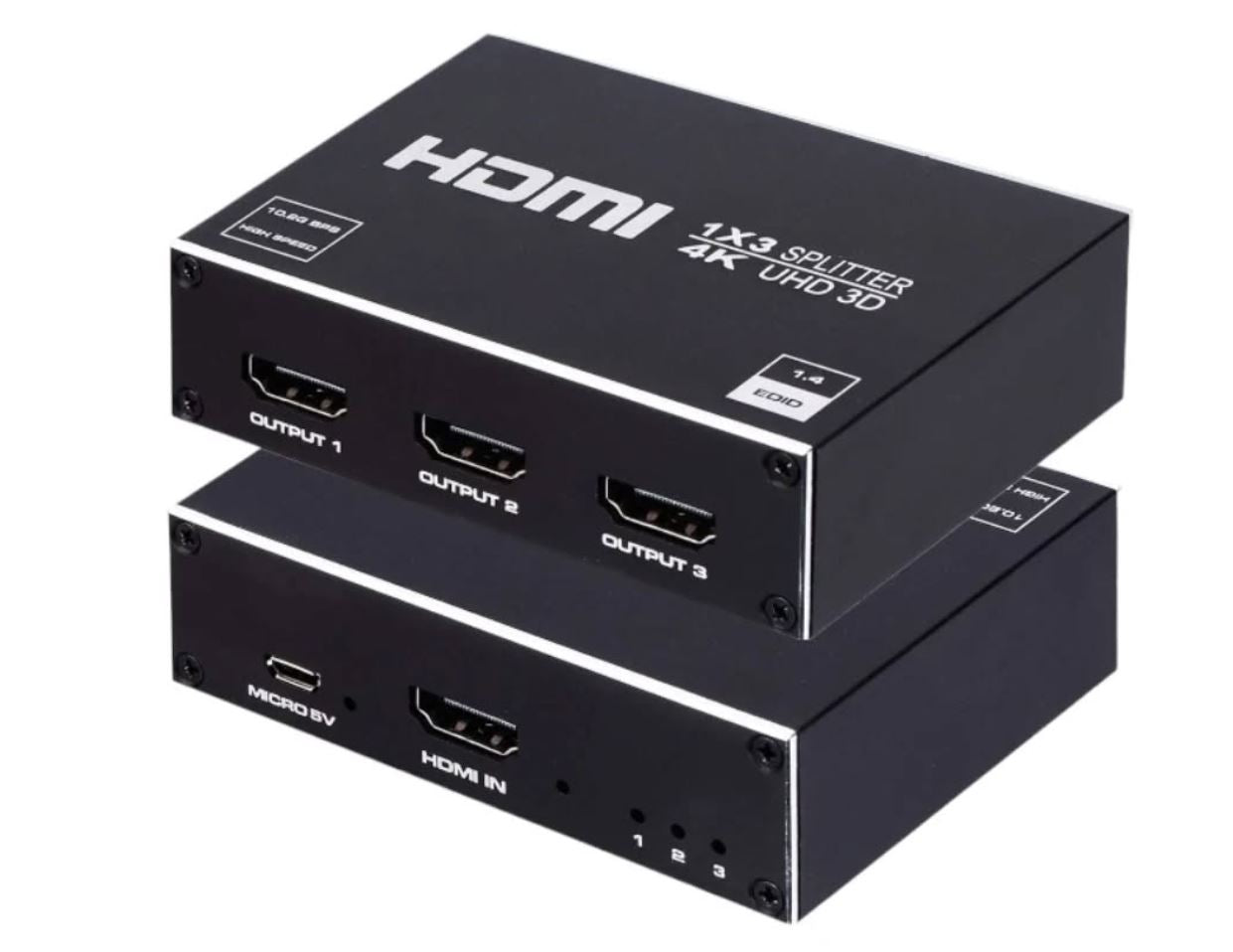 HDMI Splitter 1x3, 1 in 3 out HDMI Splitter Audio Video Distributed...