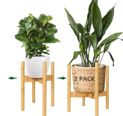 Juego de 2 soportes ajustables de bambú para plantas, moderno soporte ...