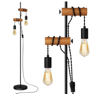 addlon Lámpara de pie industrial vintage, lámpara de pie ajustable con...