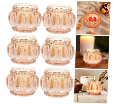 6 Piezas Portavelas De Cristal Candelabro De Cristal Adorno Portavelas...