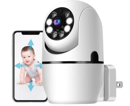 Panoraxy Cámara de seguridad inalámbrica para interiores con enchufe, ...