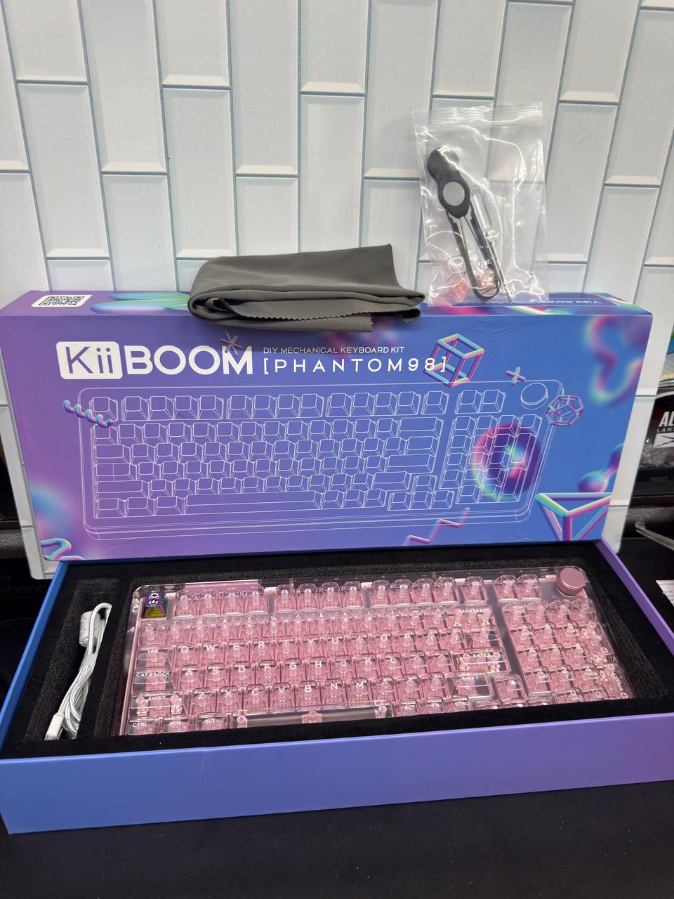 KiiBoom Phantom 98 Teclado mecánico montado en junta de cristal interc...