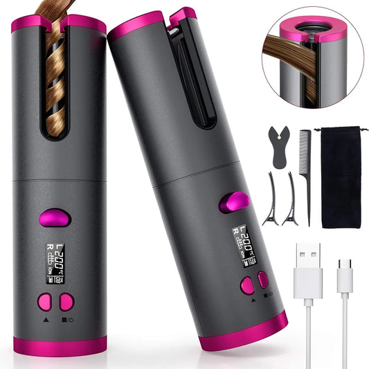 Fezax Cordless Automatic Hair Curler, Ceramic Curling Iron with...