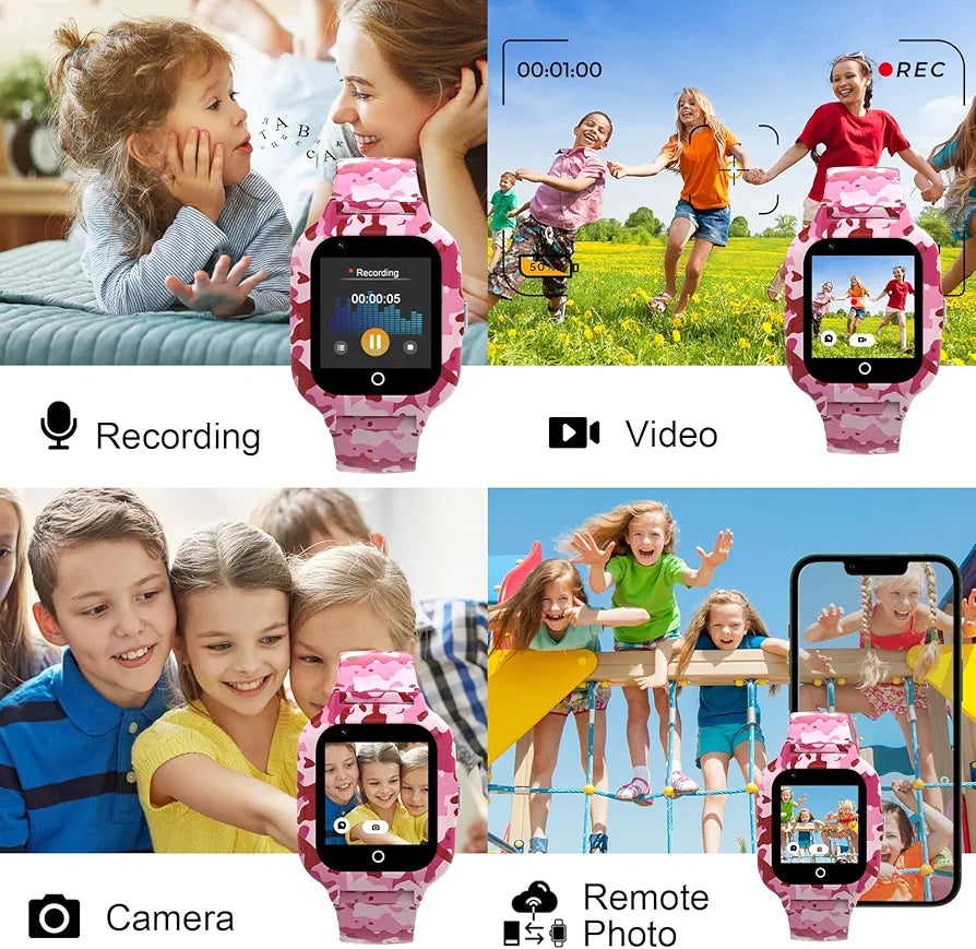 Reloj inteligente 4G para niños, reloj inteligente de camuflaje con pa...
