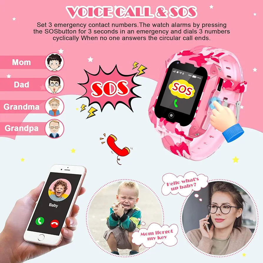 Reloj inteligente 4G para niños, reloj inteligente de camuflaje con pa...