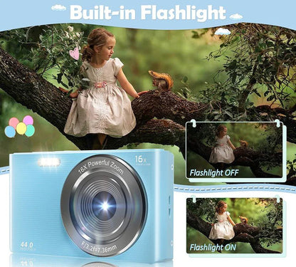 Cámara digital, FHD 4K 44MP Cámara de video para niños con tarjeta SD ...