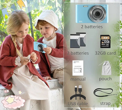 Cámara digital, FHD 4K 44MP Cámara de video para niños con tarjeta SD ...