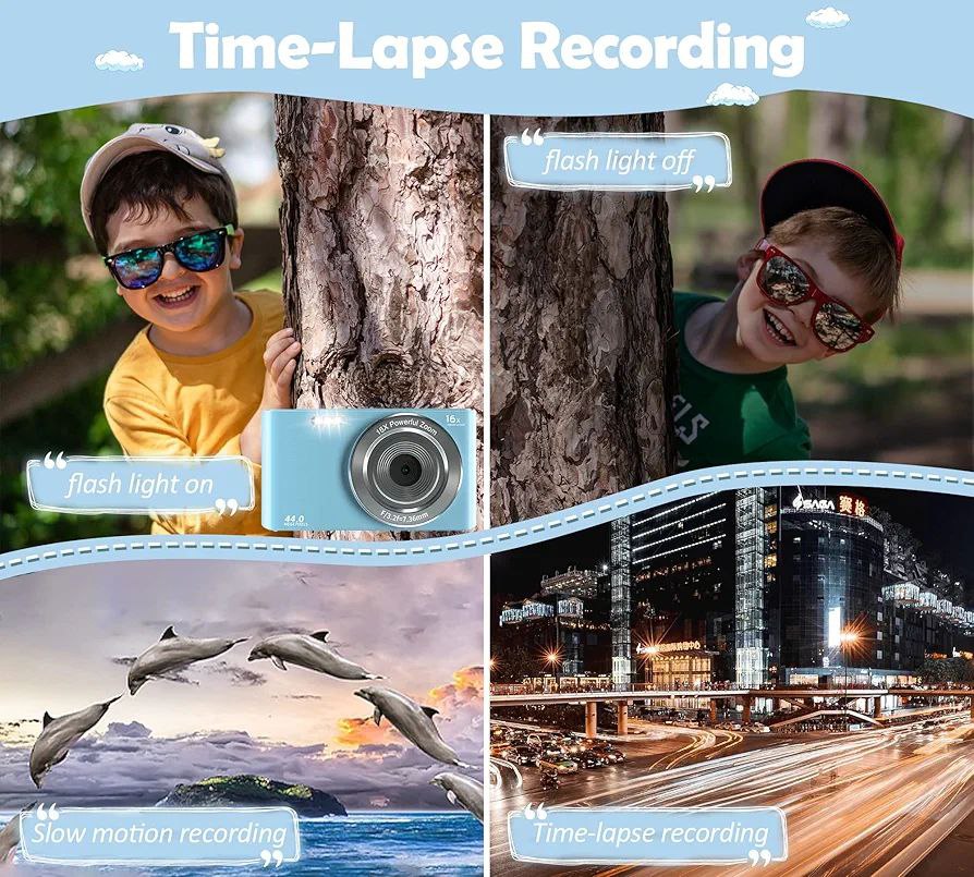 Cámara digital, FHD 4K 44MP Cámara de video para niños con tarjeta SD ...