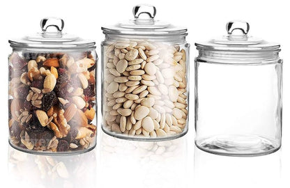 Juego de 3 tarros de cristal con tapa de 1 litro