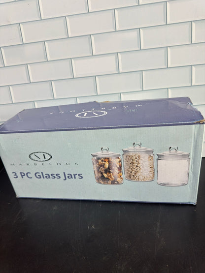 Juego de 3 tarros de cristal con tapa de 1 litro