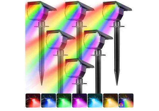 Peasur Paquete de 6 luces solares para exteriores, focos solares imper...