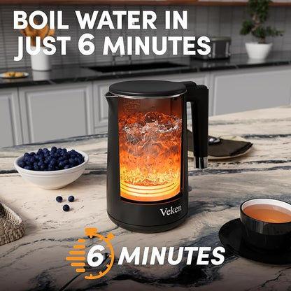 Veken - Hervidor de té eléctrico, interior de acero inoxidable 304 de ...