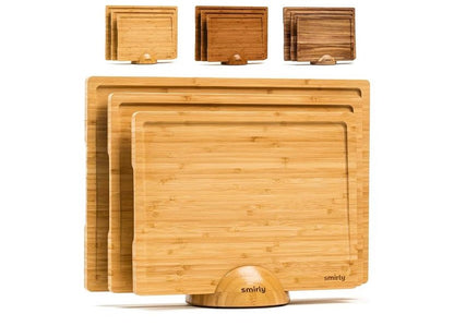 SMIRLY - Large Cutting Board Set for the Kitchen with Holder