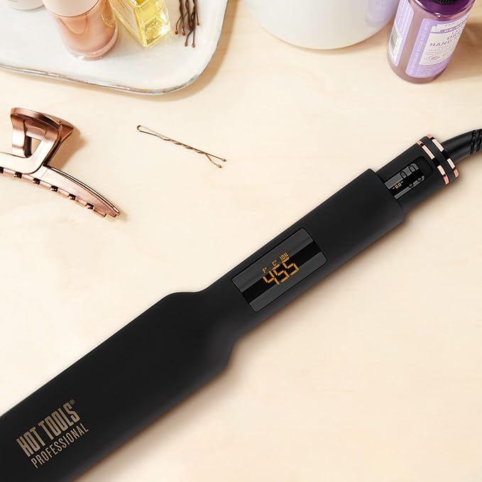 HOT TOOLS Plancha plana profesional digital de oro rosa, extra larga, ...