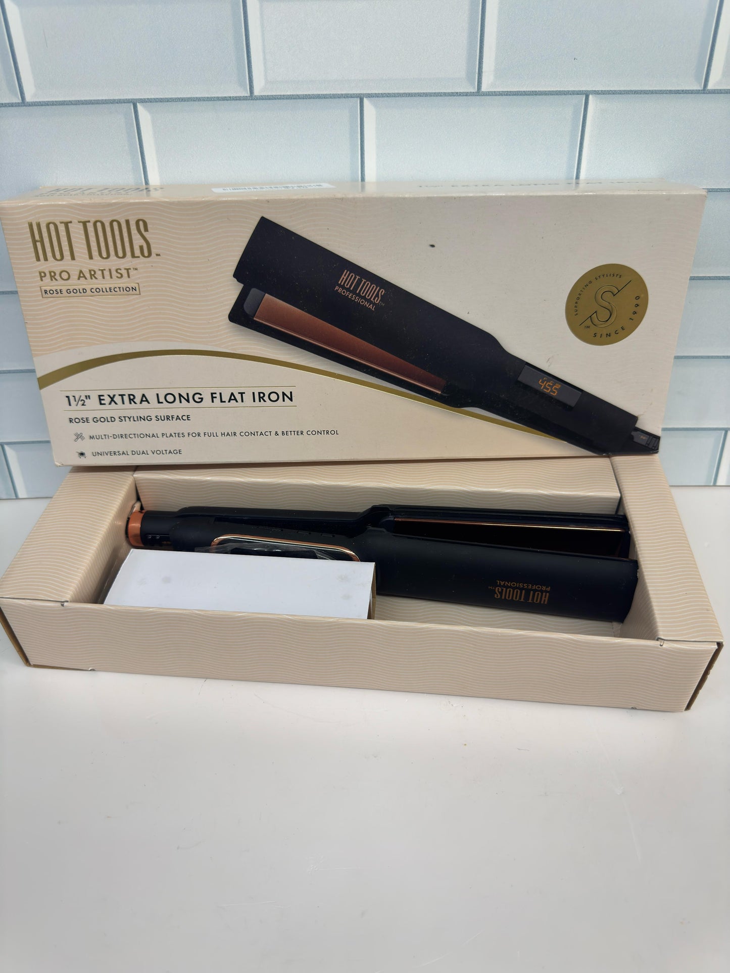 HOT TOOLS Plancha plana profesional digital de oro rosa, extra larga, ...