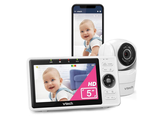 VTech Monitor de bebé WiFi inteligente mejorado VM901, pantalla de 5 p...