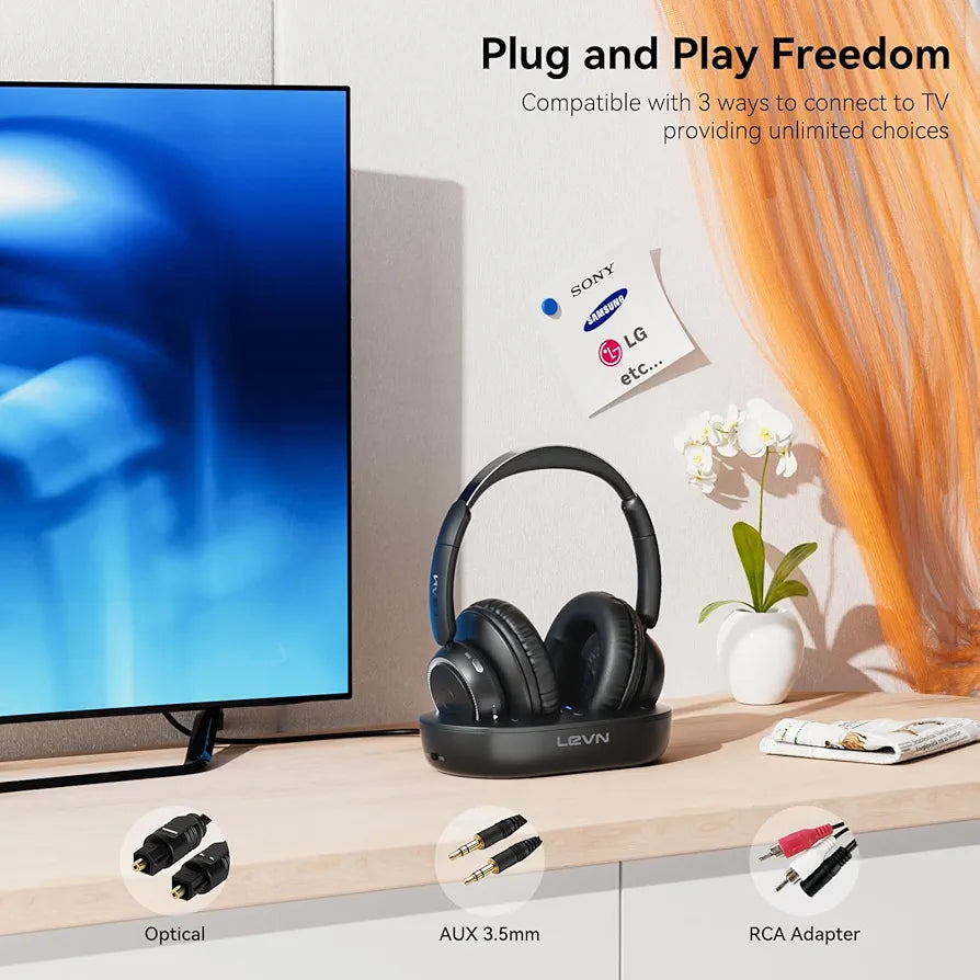LEVN Auriculares inalámbricos para ver televisión, auriculares inalámb...