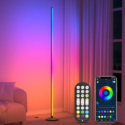 OUTON Lámpara de pie LED inteligente RGB, lámpara de esquina que cambi...