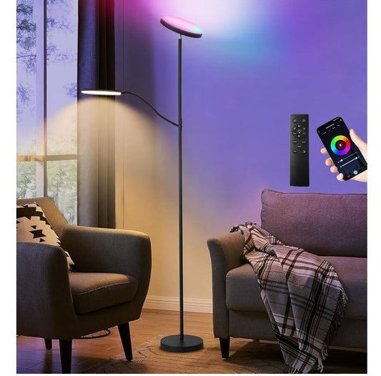 Lámpara de pie, lámpara de pie RGB para madre y niño, lámpara de lectu...