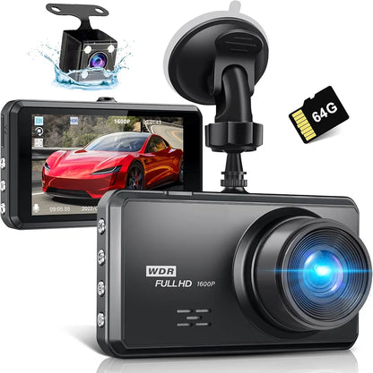 Front Rear Dashcam with 64G SD Card
