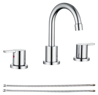 Grifo para lavabo de baño de dos manijas RKF con desagüe emergente y r...