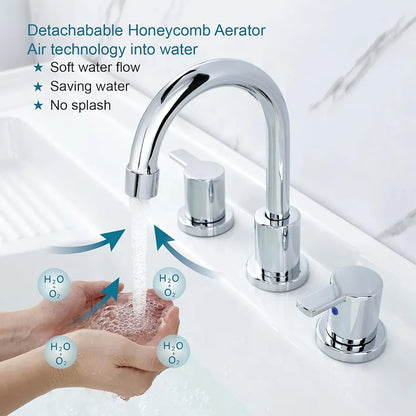 Grifo para lavabo de baño de dos manijas RKF con desagüe emergente y r...