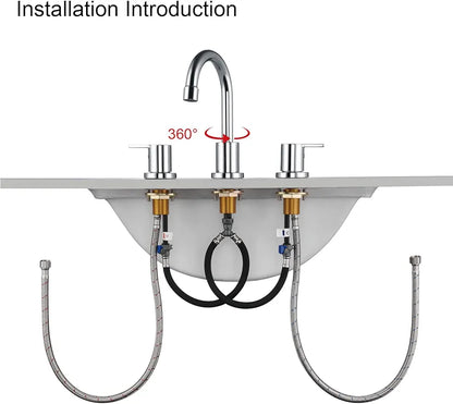 Grifo para lavabo de baño de dos manijas RKF con desagüe emergente y r...