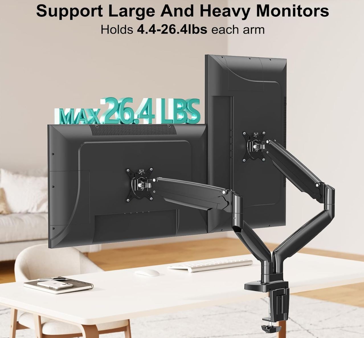 MOUNT PRO Soporte de escritorio para monitor doble para pantalla de co...