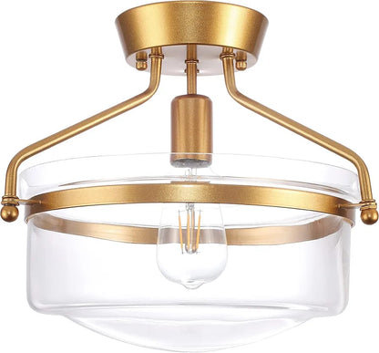 Gold Flush Mount Ceiling Light, 13.5 Inch Metal Ceiling Lamps