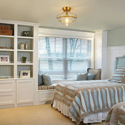 Gold Flush Mount Ceiling Light, 13.5 Inch Metal Ceiling Lamps