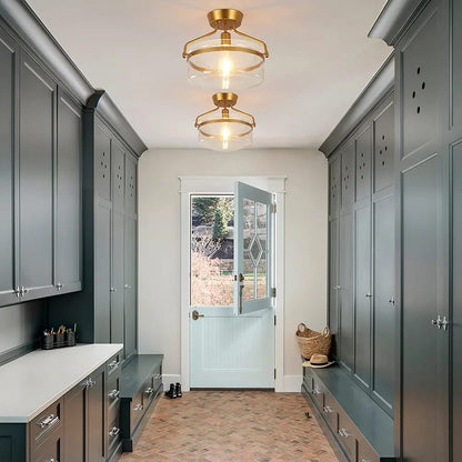 Gold Flush Mount Ceiling Light, 13.5 Inch Metal Ceiling Lamps