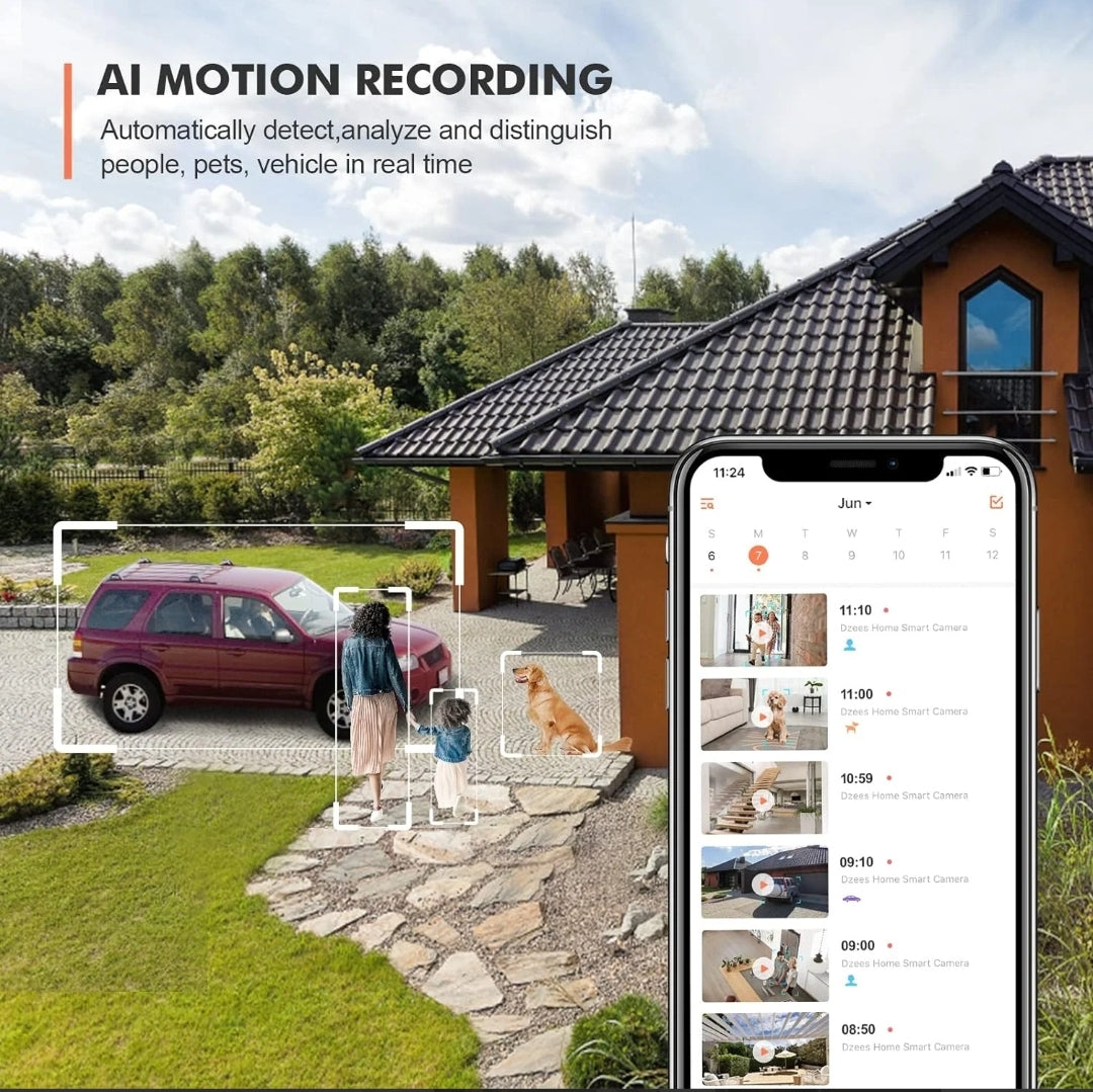 Cámara Dzees de seguridad exterior PTZ 2K: inalámbrica, con ...
