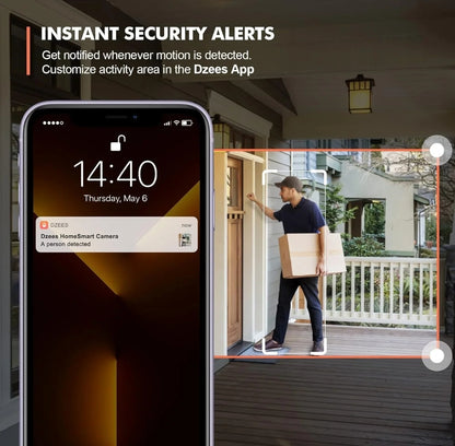 Cámara Dzees de seguridad exterior PTZ 2K: inalámbrica, con ...