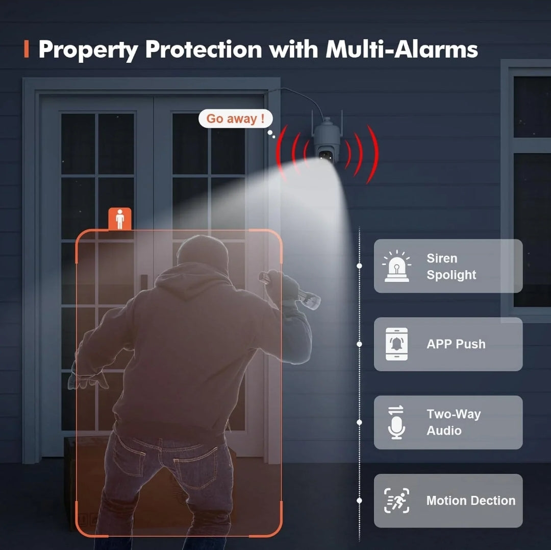Cámara Dzees de seguridad exterior PTZ 2K: inalámbrica, con ...