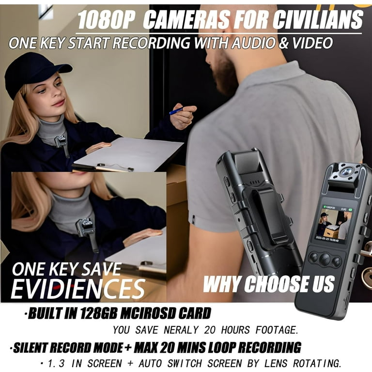 Cámara de cuerpo HD 2025 1080P, videocámara con grabación de vídeo para deportes...