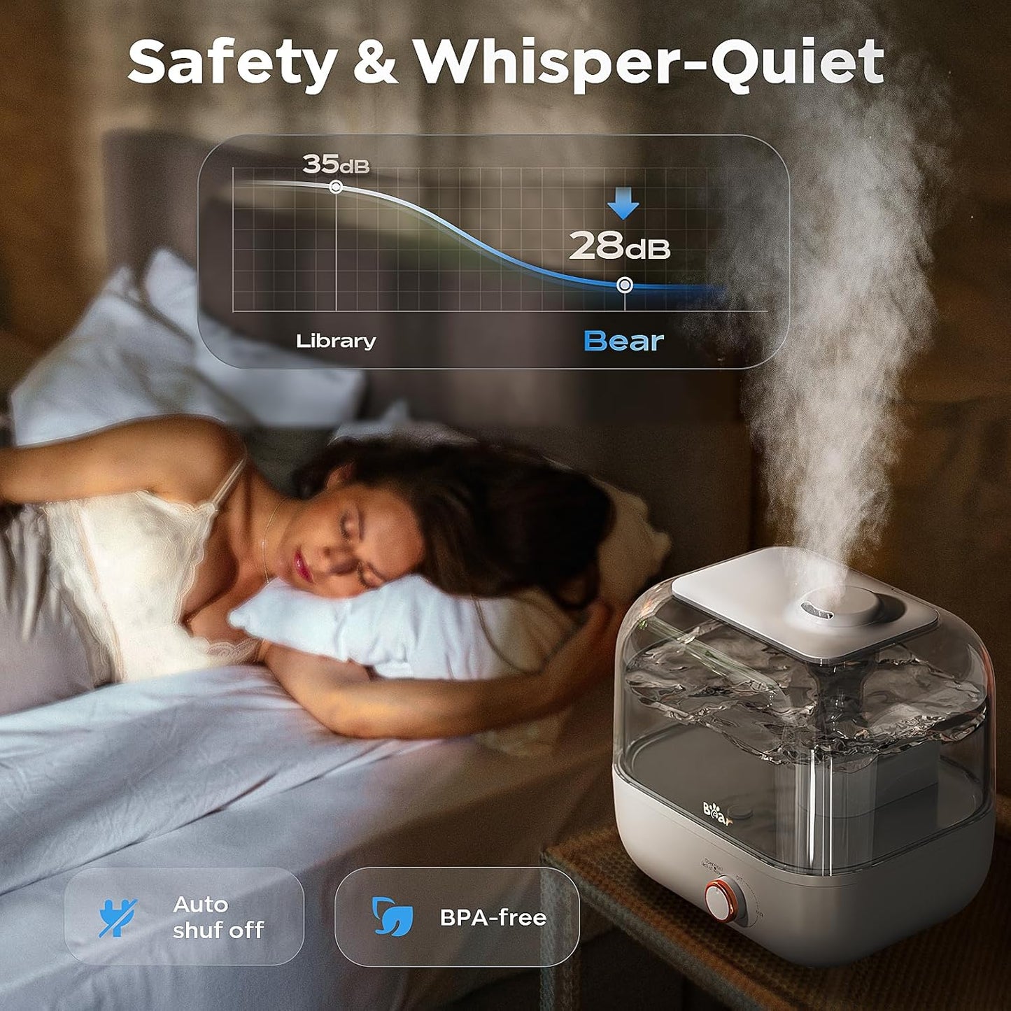 Humidificadores para dormitorio, habitación grande, hogar, humidificad...
