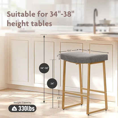 Juego de 2 taburetes de bar ALPHA HOME de 61 cm