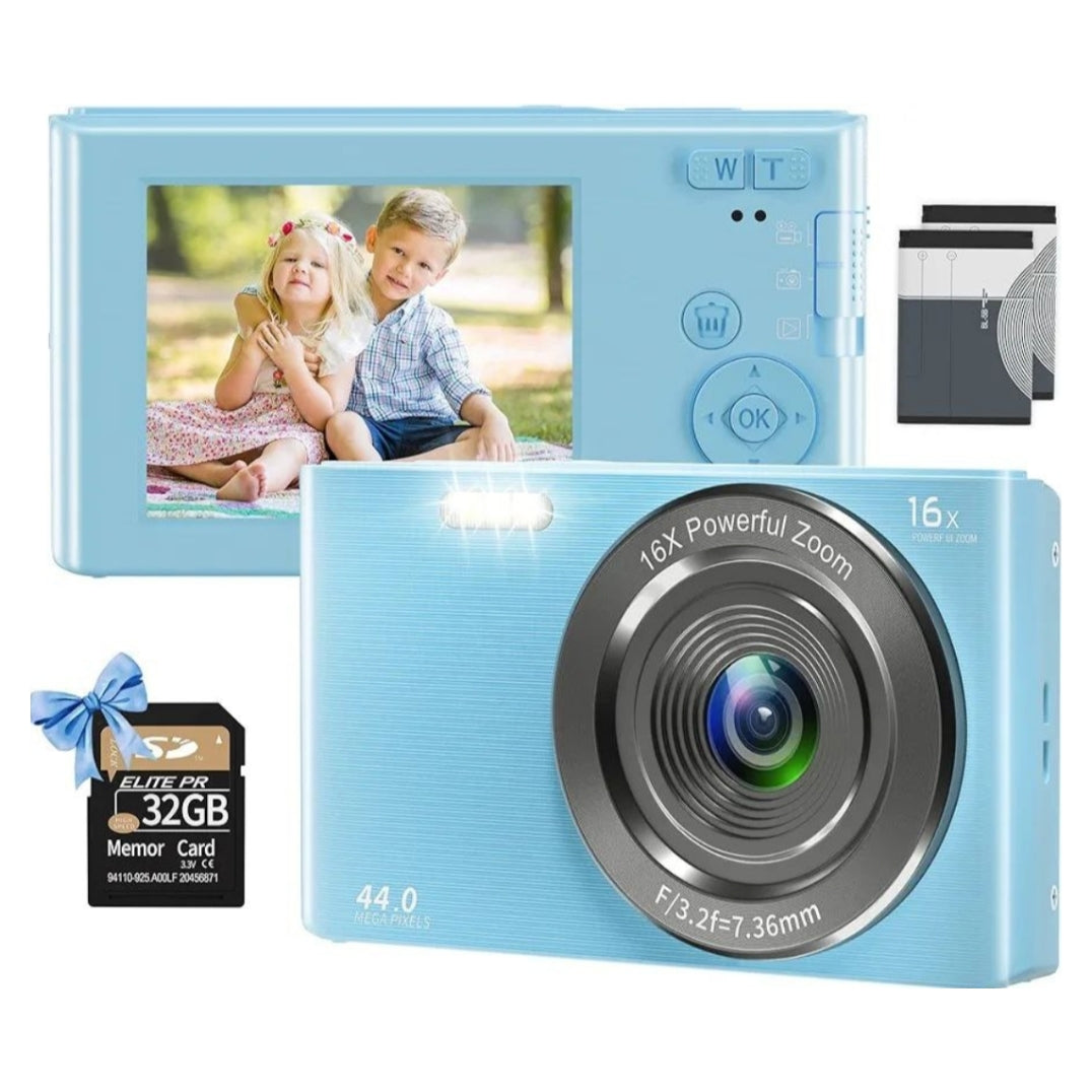 Cámara digital, FHD 4K 44MP Cámara de video para niños con tarjeta SD ...