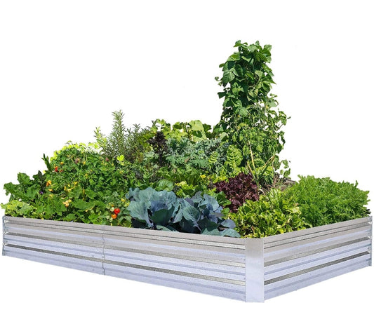 Foyuee Cama de jardín elevadas galvanizadas para verduras gr...