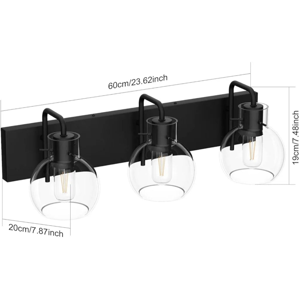 Lámparas Tipace industriales para tocador de baño, 3 luces, acabado ne...