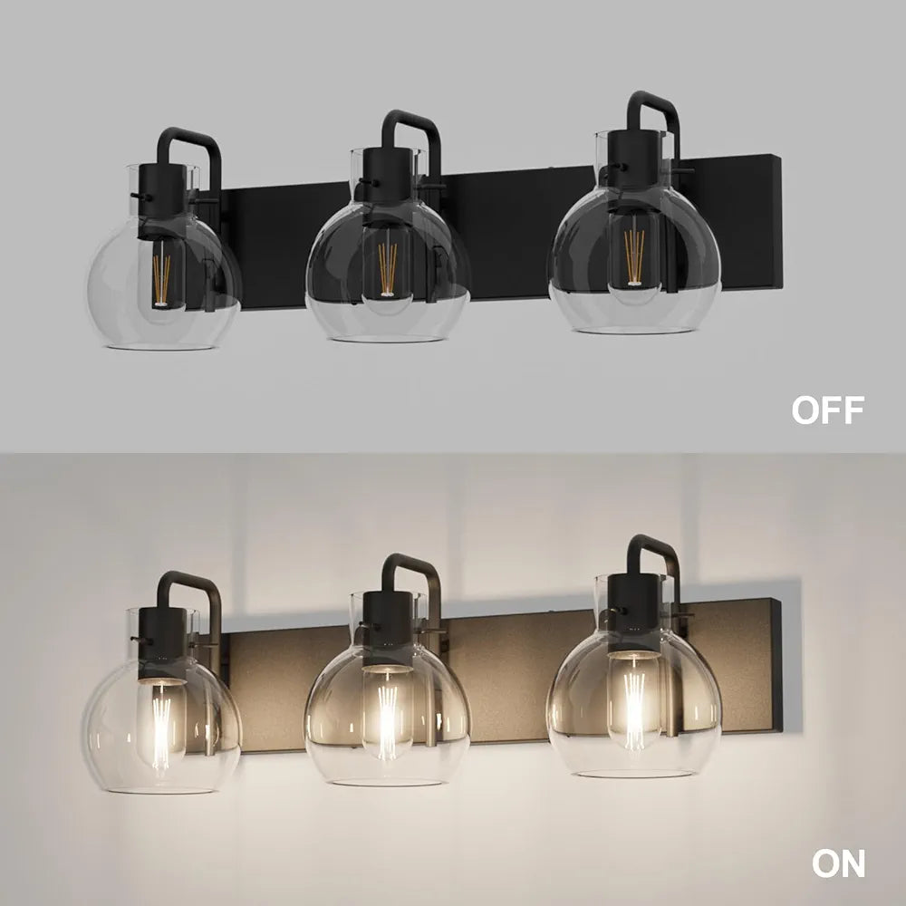 Lámparas Tipace industriales para tocador de baño, 3 luces, acabado ne...