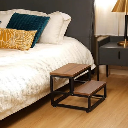 Taburete para adultos y niños, taburete de madera y metal, 2...