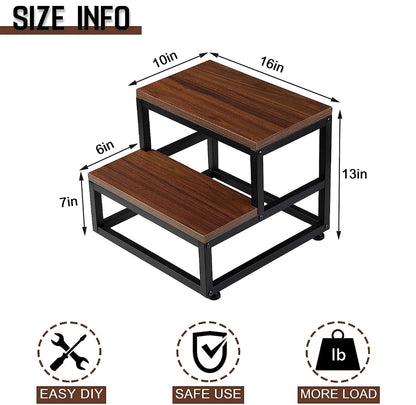 Taburete para adultos y niños, taburete de madera y metal, 2...